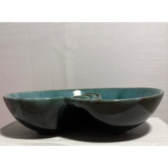 Blue Mountain Pottery Ashtray Kidney Shaped Green Drip Glaze 7" MCM Canada - Picture 6 of 10